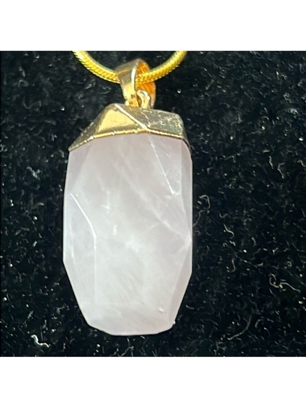 Pink Quartz Healing Stone 14k Gold Over Sterling Silver Chain Necklace